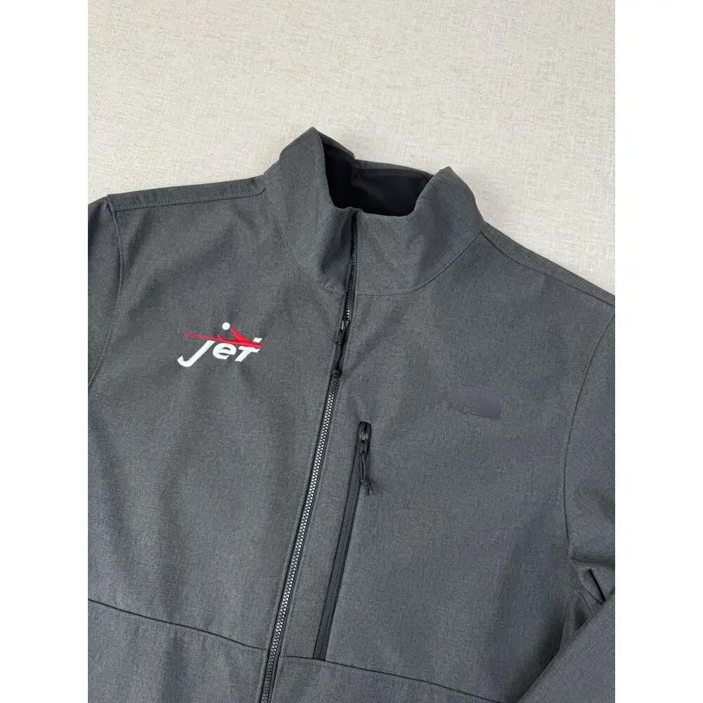 The North Face Soft Shell Jacket Mens Large Gray Full Zip Jet Embroidered Logo